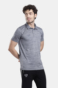 Sportiff Pulseline Performance Polo in smokestone grey, a breathable jacquard knit t-shirt for training or casual wear.