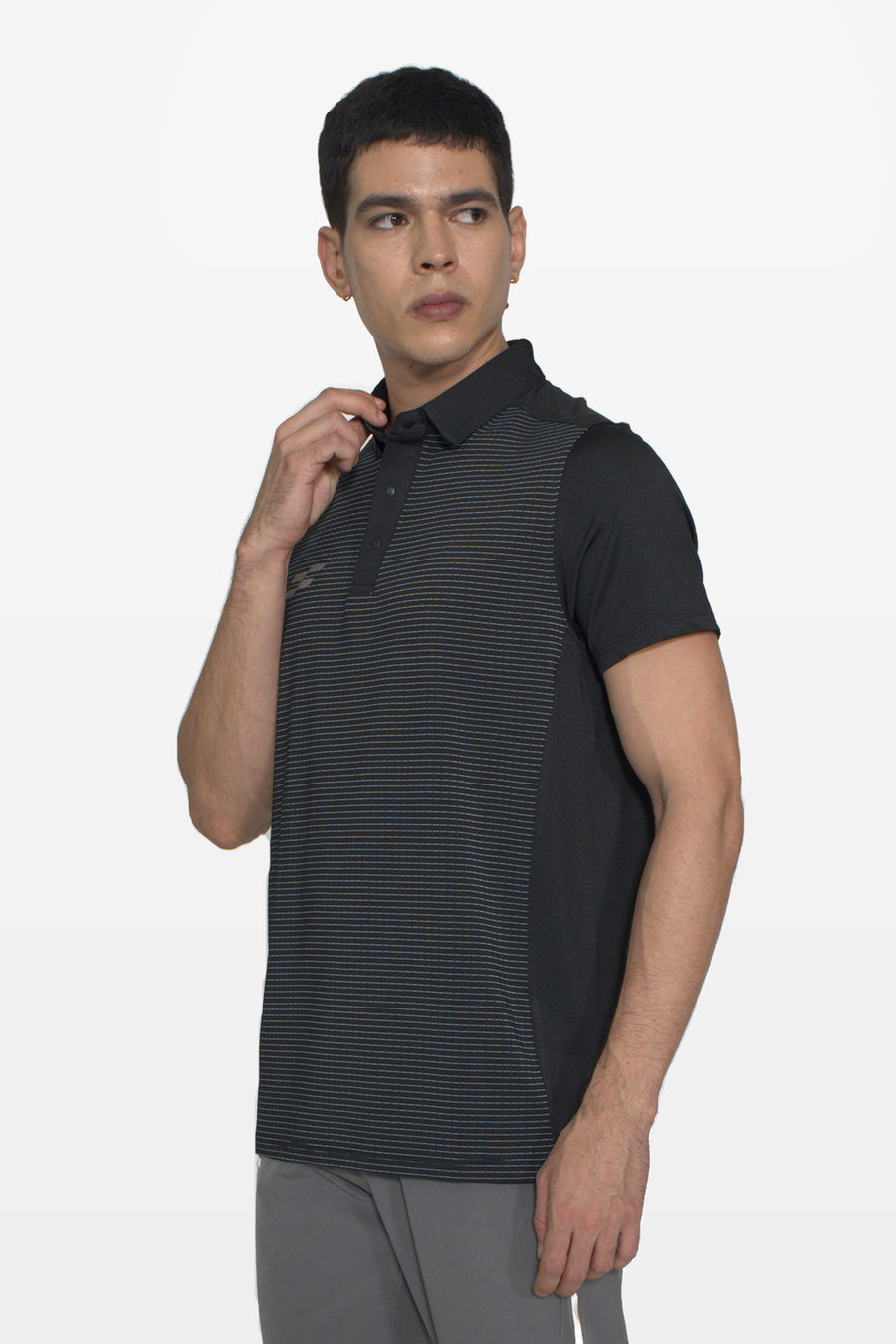 Strike Performance Polo T-Shirt | Black – three-quarter