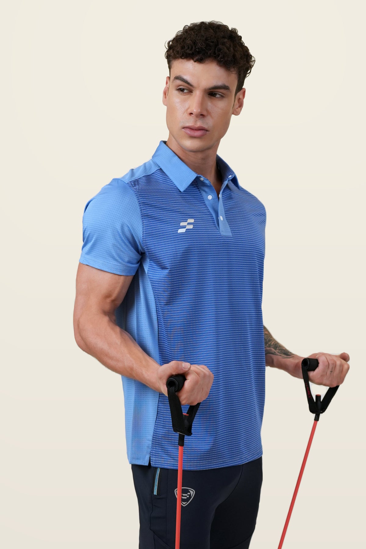 Strike Performance Polo T-Shirt | Blue – three-quarter